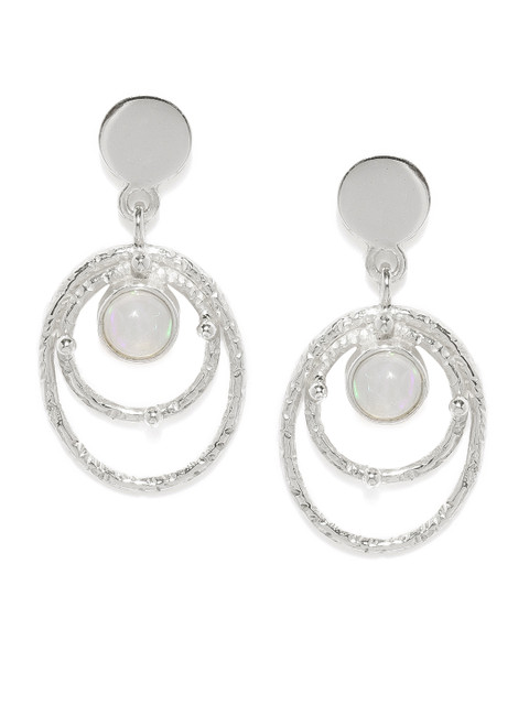 

Gehna 925 Sterling Silver-Toned Drop Earrings with Opal Semi Precious Gemstones
