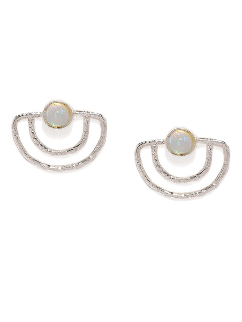 

Gehna Silver-Toned Ethiopian Opal Stone Sterling Silver Oversized Studs