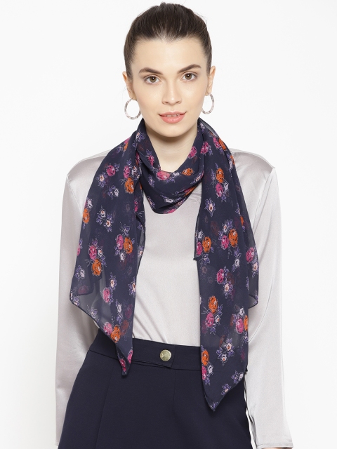 

Trend Arrest Navy Blue & Orange Floral Print Stole