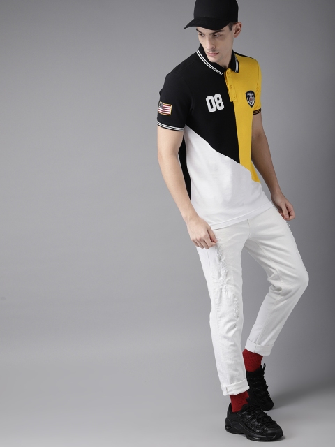 

Moda Rapido Men Yellow & White Colourblocked Polo Collar T-shirt