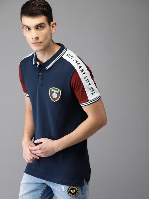 

Moda Rapido Men Navy Blue Solid Polo Collar T-shirt