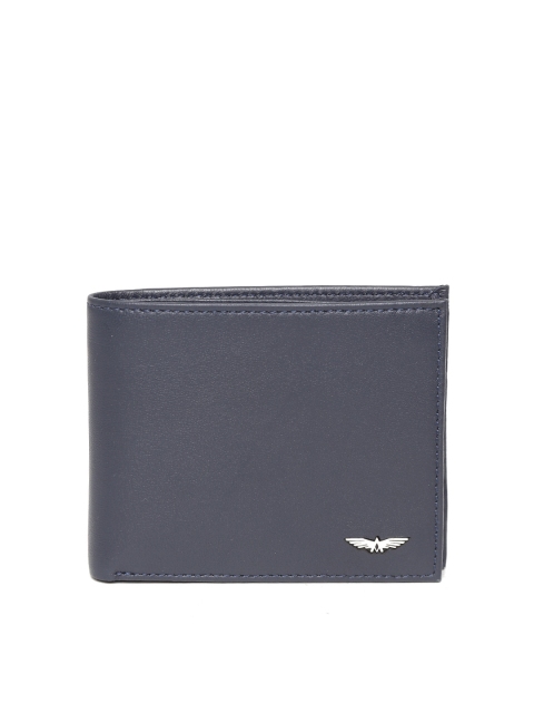 

Park Avenue Men Navy Blue Solid Leather Two Fold Wallet