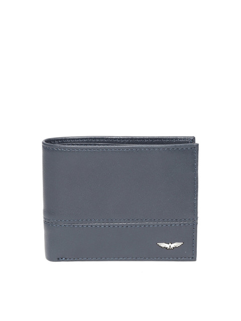 

Park Avenue Men Navy Blue Solid Leather Two Fold Wallet