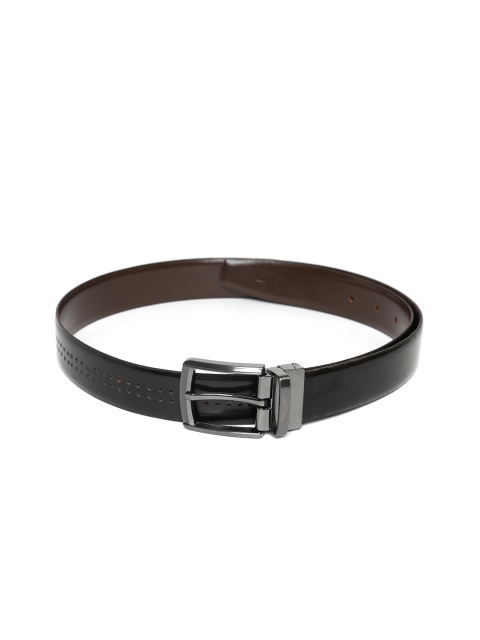

Park Avenue Men Black & Coffee Brown Cut-Work Reversible Leather Belt