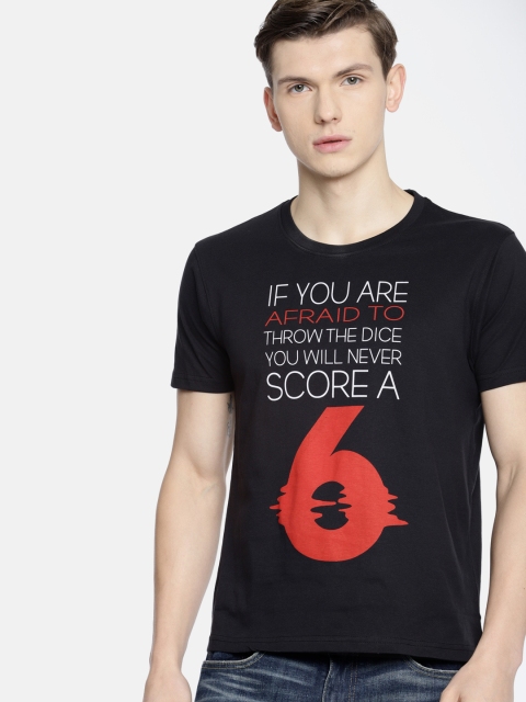 

Moda Rapido Men Black Printed Round Neck T-shirt