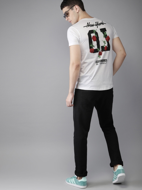 

Moda Rapido Men White Printed Round Neck T-shirt