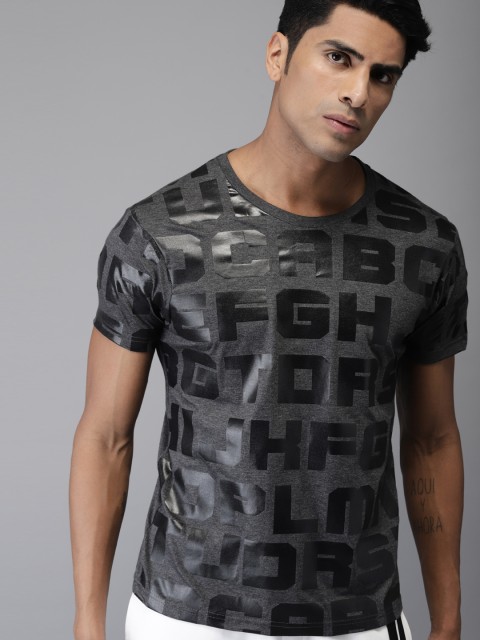 

Moda Rapido Men Charcoal Printed Round Neck T-shirt