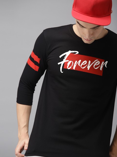 

Moda Rapido Men Black Printed Round Neck T-shirt