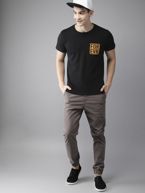 

Moda Rapido Men Black Solid Round Neck T-shirt