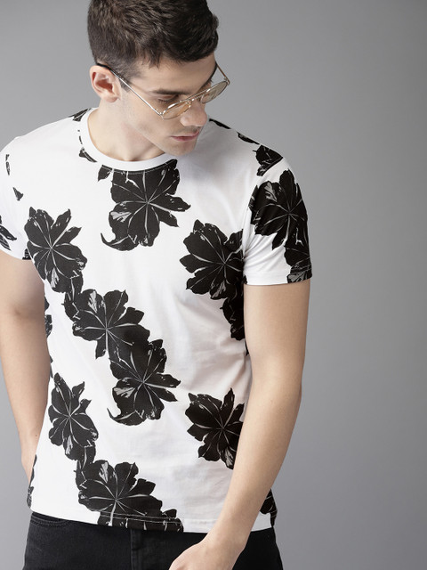 

Moda Rapido Men White & Black Printed Round Neck T-shirt