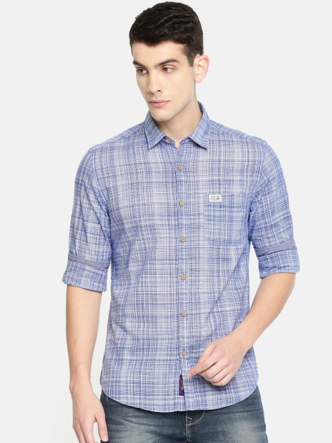 

U.S. Polo Assn. Denim Co. Men Blue & Off-White Slim Fit Checked Casual Shirt