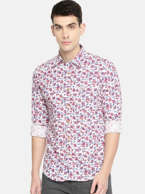 

U.S. Polo Assn. Denim Co. Men White & Red Slim Fit Printed Casual Shirt