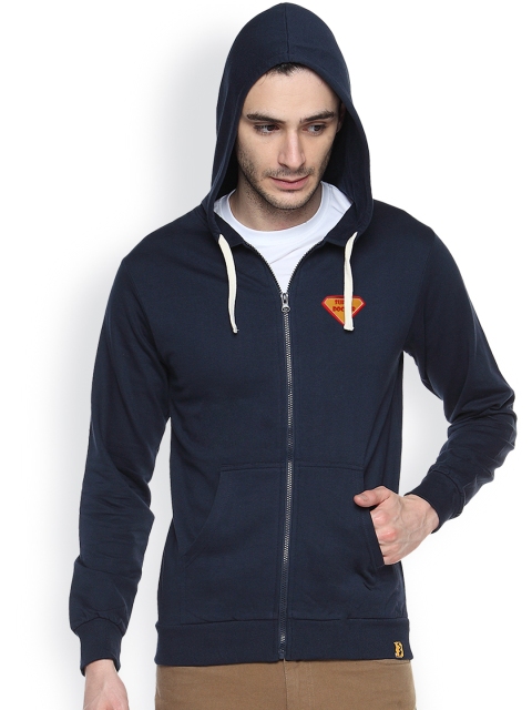 

Campus Sutra Navy Hooded Sweatshirt, Navy blue