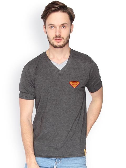 

Campus Sutra Grey Melange T-shirt