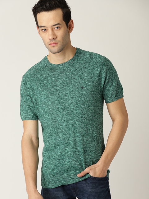 

United Colors of Benetton Men Green Solid Round Neck T-shirt
