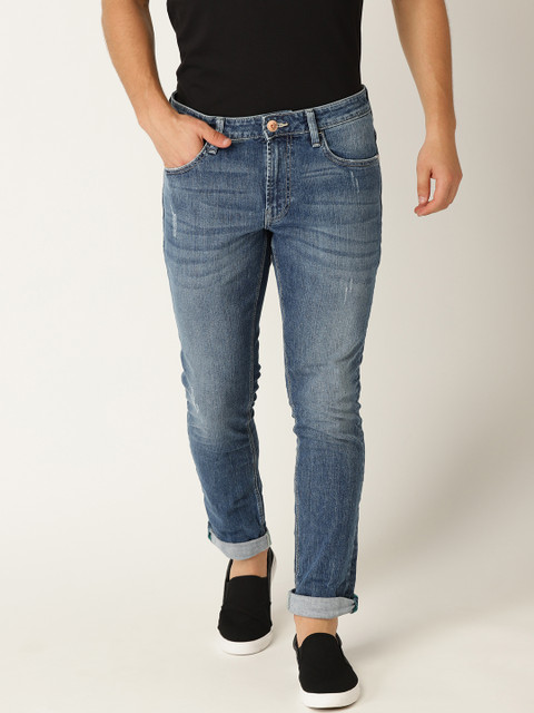 

United Colors of Benetton Men Navy Blue Skinny Fit Low Distressed Stretchable Jeans