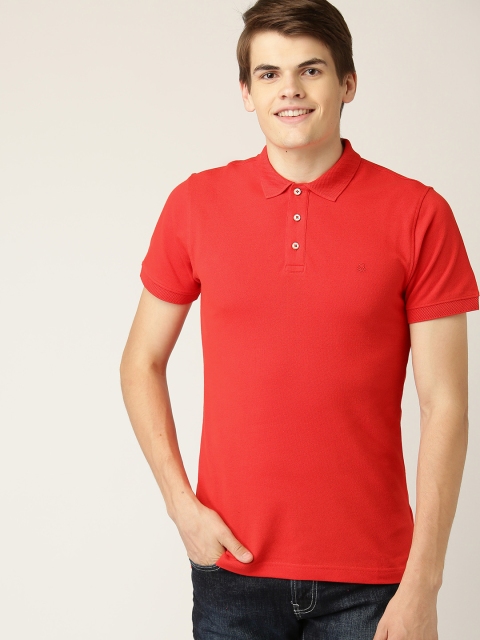 

United Colors of Benetton Men Red Solid Polo Collar T-shirt