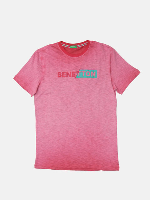 

United Colors of Benetton Men Pink Dyed Round Neck T-shirt