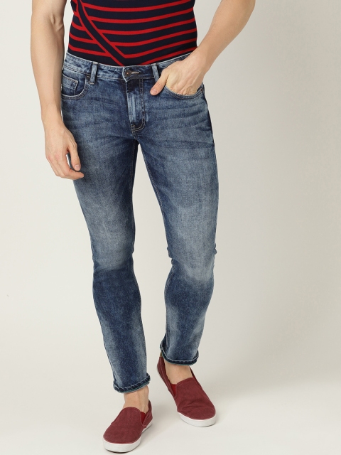 

United Colors of Benetton Men Blue Skinny Fit Acid-Washed Stretchable Jeans