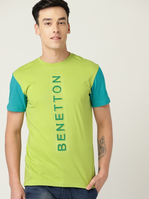 

United Colors of Benetton Men Green Printed T-shirt