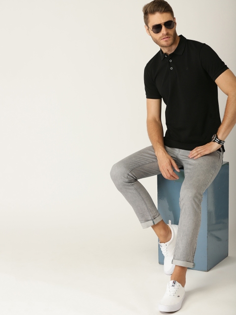 

United Colors of Benetton Men Black Solid Polo Collar T-shirt