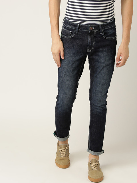 

United Colors of Benetton Men Navy Blue Skinny Fit Mid-Rise Clean Look Stretchable Jeans
