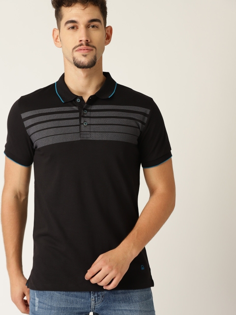 

United Colors of Benetton Men Black Solid Polo Collar T-shirt