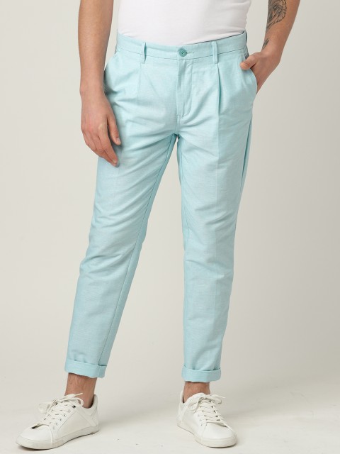 

United Colors of Benetton Men Blue Solid Cropped Regular Trousers