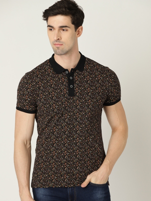 

United Colors of Benetton Men Black Printed Polo Collar T-shirt