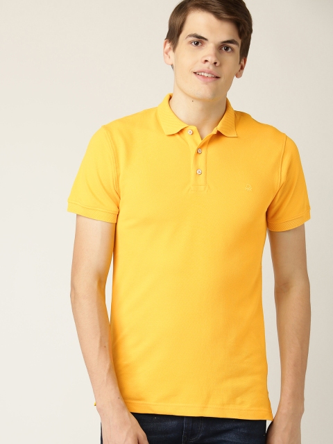 

United Colors of Benetton Men Yellow Solid Polo Collar T-shirt