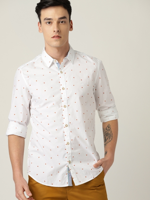 

United Colors of Benetton Men White Slim Fit Printed Casual Shirt