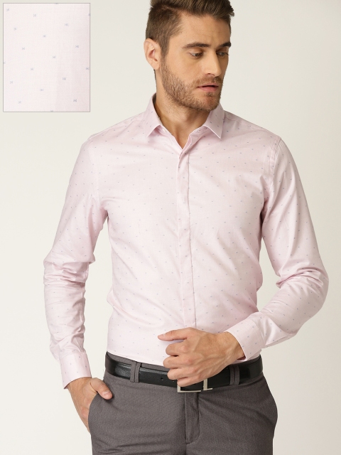 

United Colors of Benetton Men Pink Slim Fit Self Design Formal Shirt