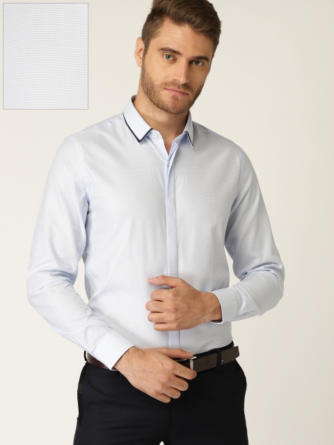 

United Colors of Benetton Men Blue Slim Fit Self Design Formal Shirt