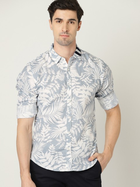 

United Colors of Benetton Men Blue & White Slim Fit Printed Casual Shirt