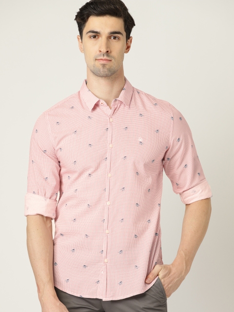 

United Colors of Benetton Men White & Red Slim Fit Checked Casual Shirt