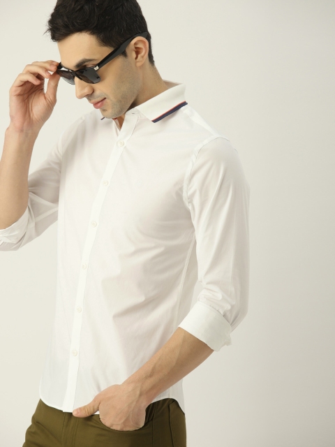 

United Colors of Benetton Men White Slim Fit Solid Casual Shirt