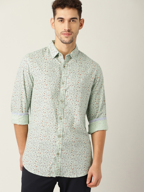 

United Colors of Benetton Men Green & Blue Regular Fit Printed Casual Shirt
