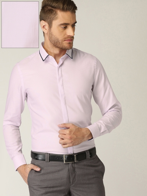 

United Colors of Benetton Men Lavender Slim Fit Self Design Formal Shirt