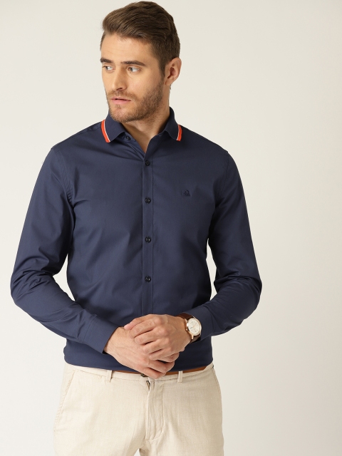 

United Colors of Benetton Men Navy Blue Slim Fit Solid Smart Casual Shirt