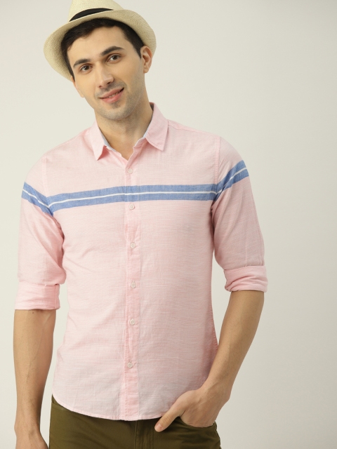 

United Colors of Benetton Men Pink & Blue Regular Fit Self Design Casual Shirt