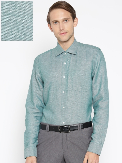 

Blackberrys Men Green Smart Regular Fit Self Design Semiformal Shirt