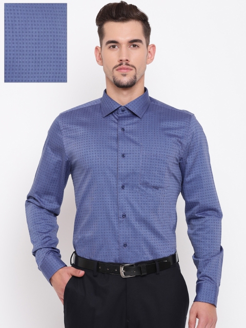 

Blackberrys Men Blue Slim Fit Self-Checked Formal Shirt