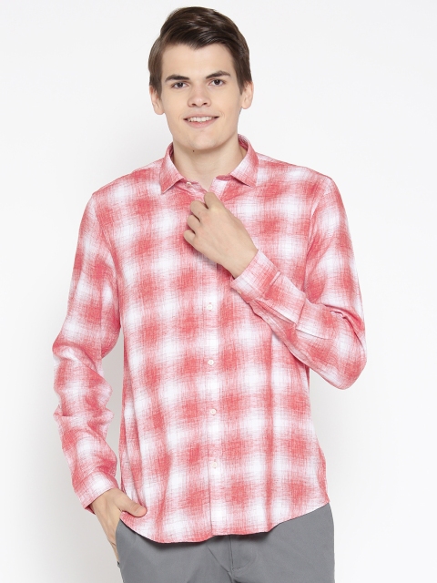 

Blackberrys Men Red & White Slim Fit Checked Shirt
