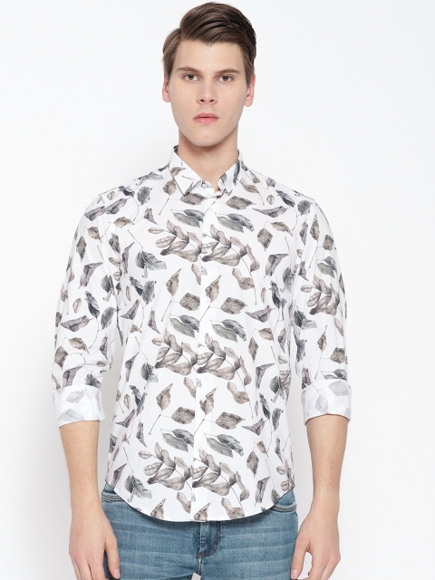 

Blackberrys Men White & Brown Regular Fit Printed Casual Shirt