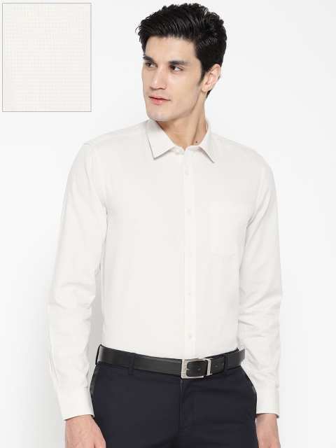 

Blackberrys Men Off-White Slim Fit Self Design Formal Shirt