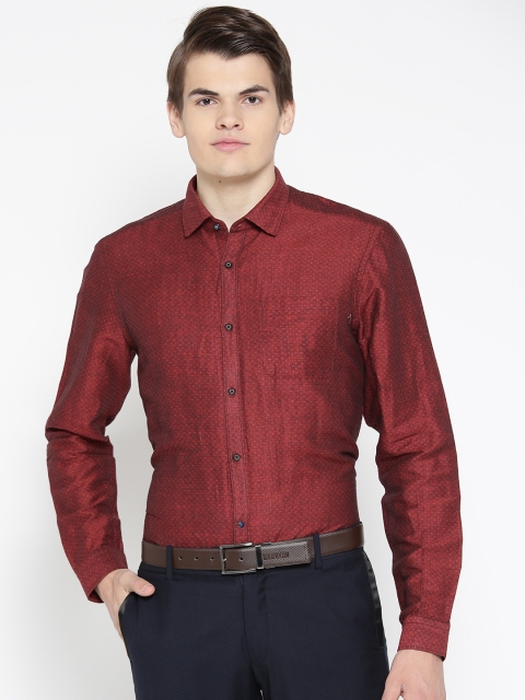 

Blackberrys Men Maroon Slim Fit Self Design Party wear Shirt