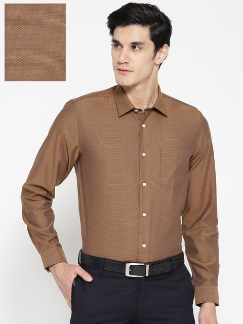 

Blackberrys Men Brown Slim Fit Self Design Formal Shirt