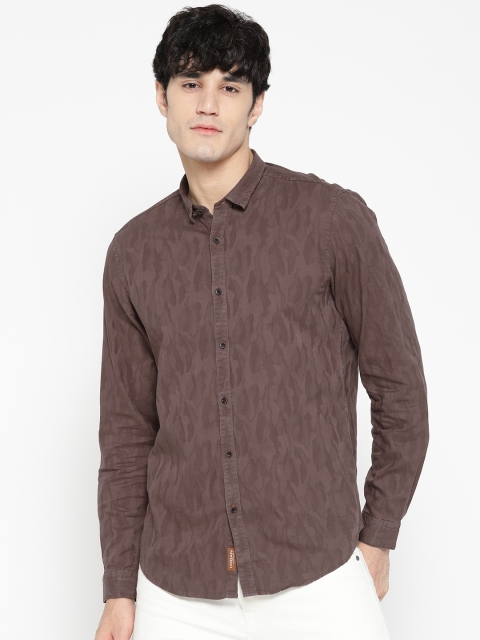 

Blackberrys Men Brown Slim Fit Self Design Casual Shirt