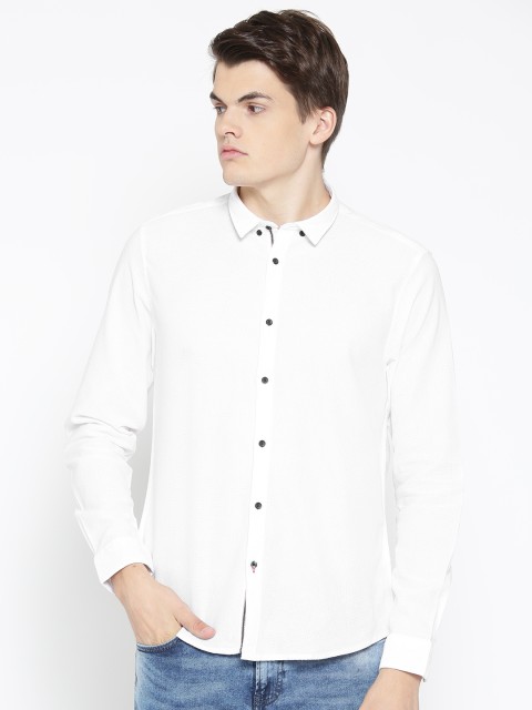 

Blackberrys Men White Slim Fit Self Design Formal Shirt