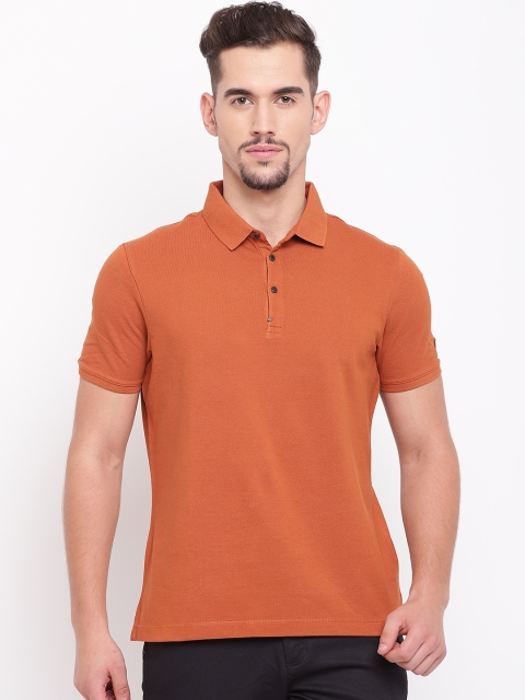 

Blackberrys Men Rust Orange Solid Polo Collar T-shirt